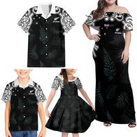 Custom New Zealand Fern Women Rugby Family Matching Off Shoulder Maxi Dress and Hawaiian Shirt Maori Pattern LT05 - Polynesian Pride