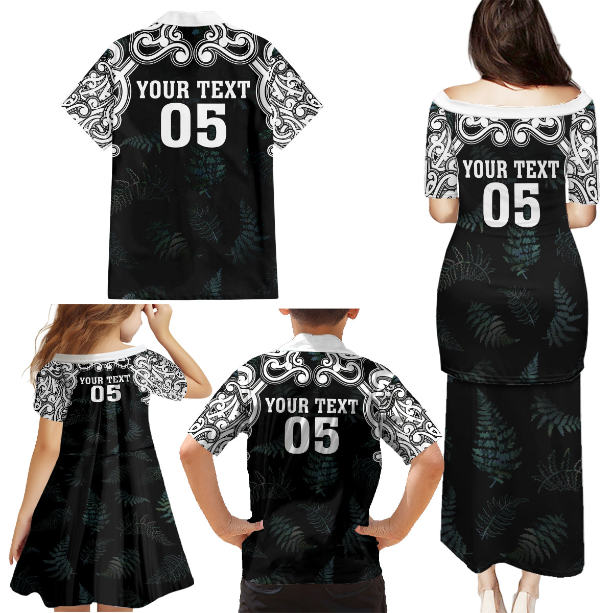 Custom New Zealand Fern Women Rugby Family Matching Puletasi and Hawaiian Shirt Maori Pattern LT05 - Polynesian Pride