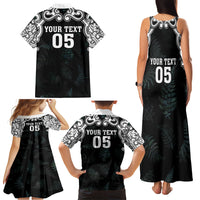 Custom New Zealand Fern Women Rugby Family Matching Tank Maxi Dress and Hawaiian Shirt Maori Pattern LT05 - Polynesian Pride