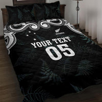 Custom New Zealand Fern Women Rugby Quilt Bed Set Maori Pattern LT05 Black - Polynesian Pride