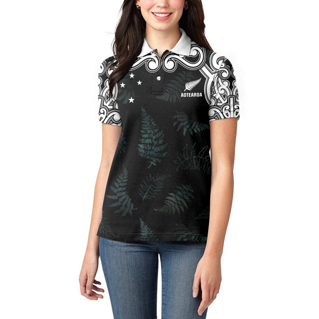 Custom New Zealand Fern Women Rugby Women Polo Shirt Maori Pattern