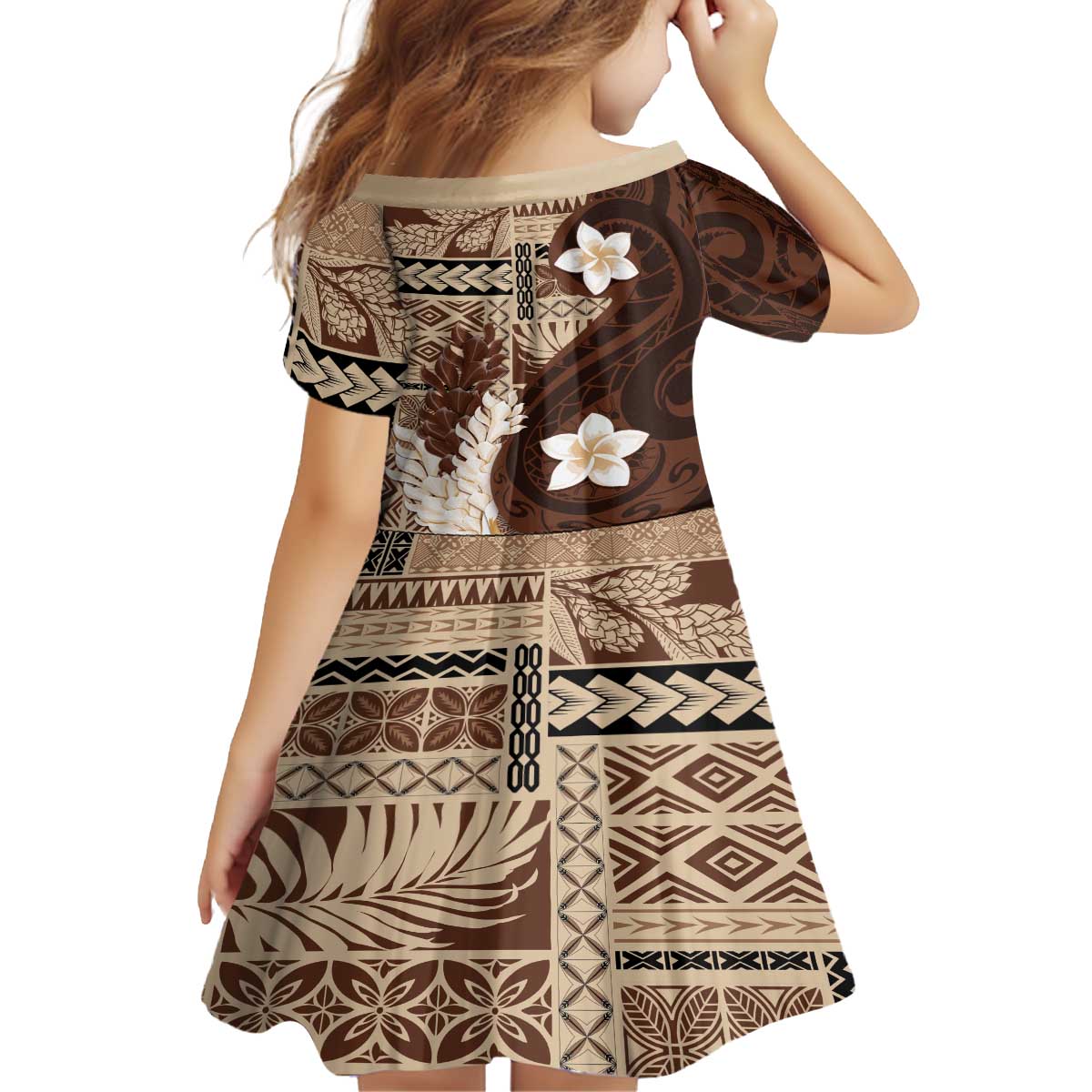 Samoa Teuila 2024 Family Matching Off The Shoulder Long Sleeve Dress and Hawaiian Shirt Samoan Siapo Pattern Brown Version