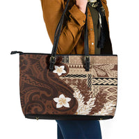 Samoa Teuila 2024 Leather Tote Bag Samoan Siapo Pattern Brown Version