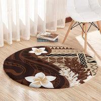 Samoa Teuila 2024 Round Carpet Samoan Siapo Pattern Brown Version
