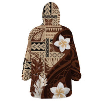 Samoa Teuila 2024 Wearable Blanket Hoodie Samoan Siapo Pattern Brown Version