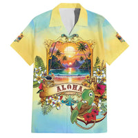 Aloha Hawaii Turtle Family Matching Off The Shoulder Long Sleeve Dress and Hawaiian Shirt Retro Style - Polynesian Pride