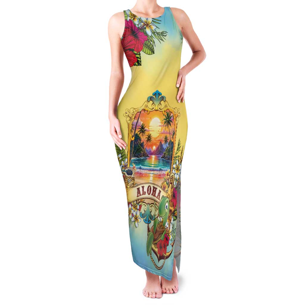 Aloha Hawaii Turtle Family Matching Tank Maxi Dress and Hawaiian Shirt Retro Style - Polynesian Pride