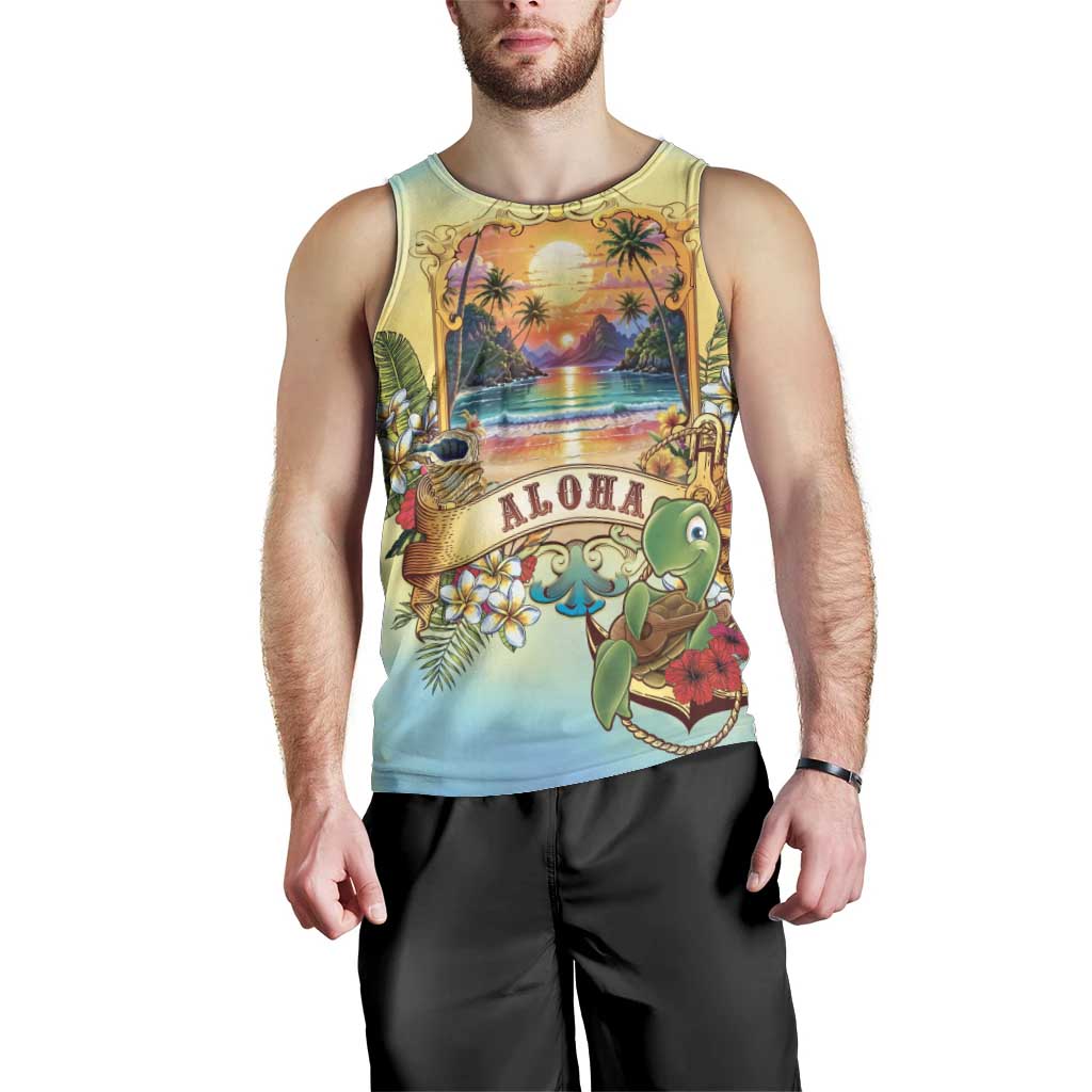 Aloha Hawaii Turtle Men Tank Top Retro Style LT05 - Polynesian Pride