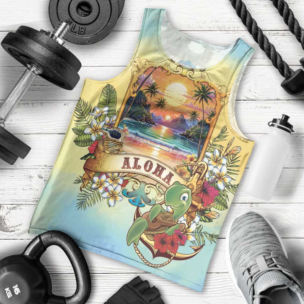 Aloha Hawaii Turtle Men Tank Top Retro Style LT05 - Polynesian Pride
