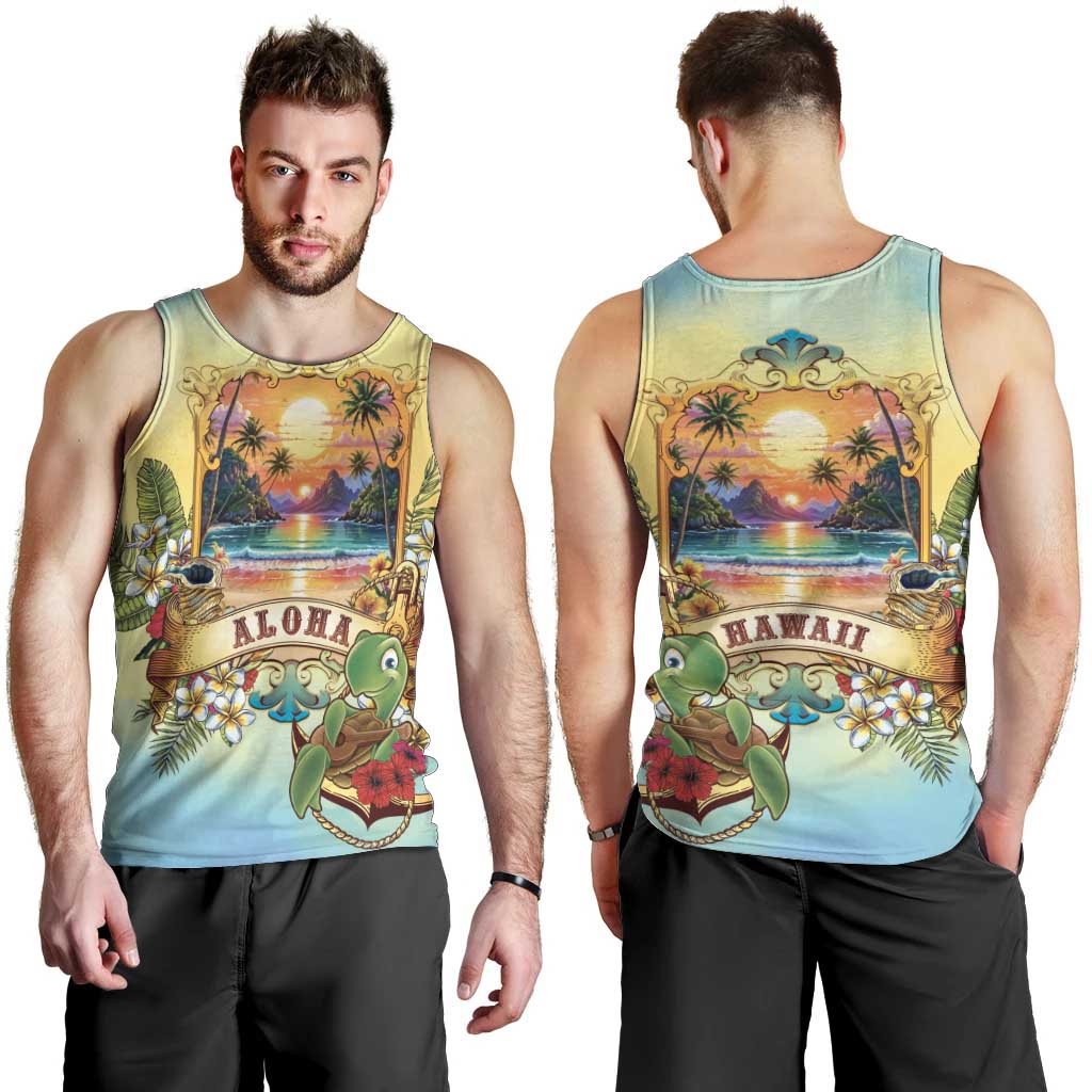 Aloha Hawaii Turtle Men Tank Top Retro Style LT05 - Polynesian Pride