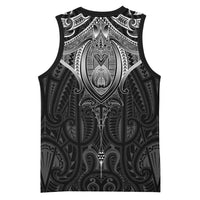 New Zealand Aotearoa Basketball Jersey Maori Manta Ray Moko Black - Polynesian Pride