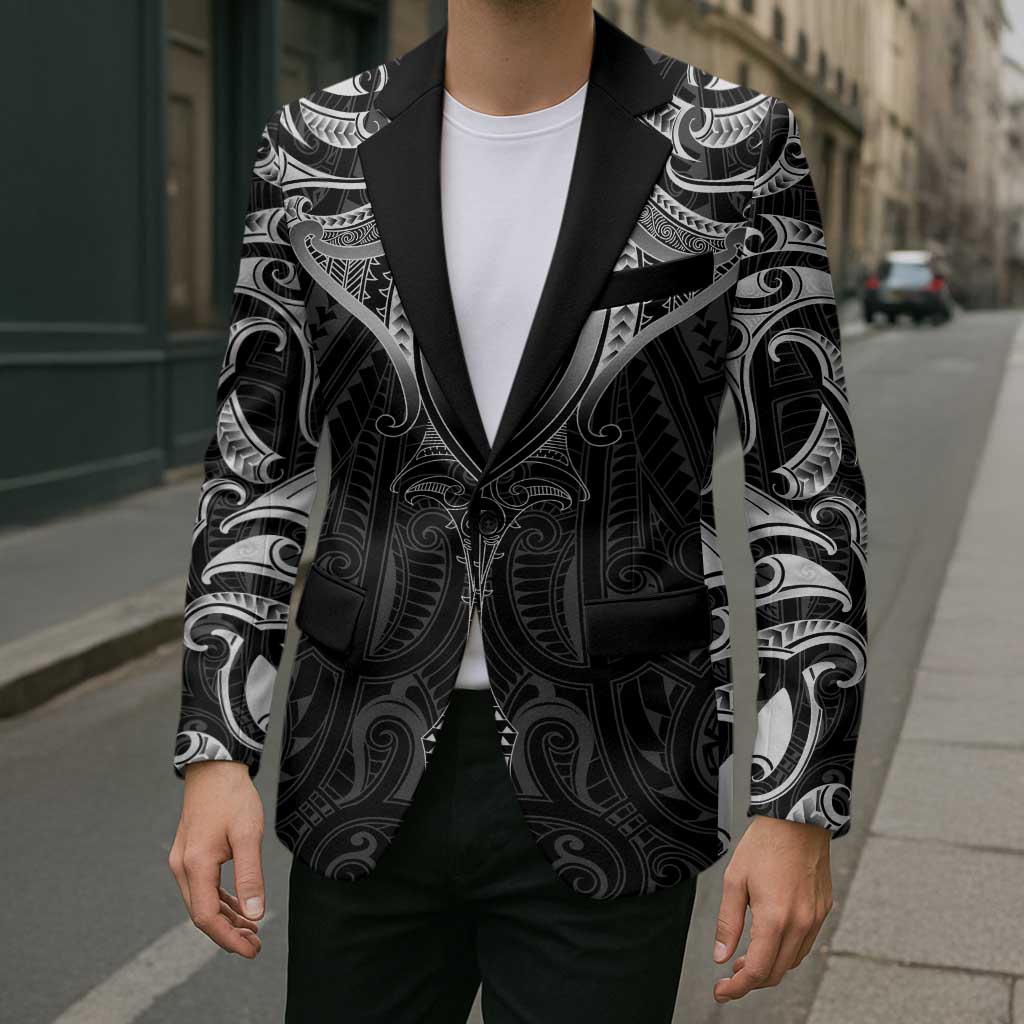 New Zealand Aotearoa Blazer Maori Manta Ray Moko Black - Polynesian Pride
