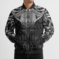 New Zealand Aotearoa Bomber Puffer Jacket Maori Manta Ray Moko Black - Polynesian Pride