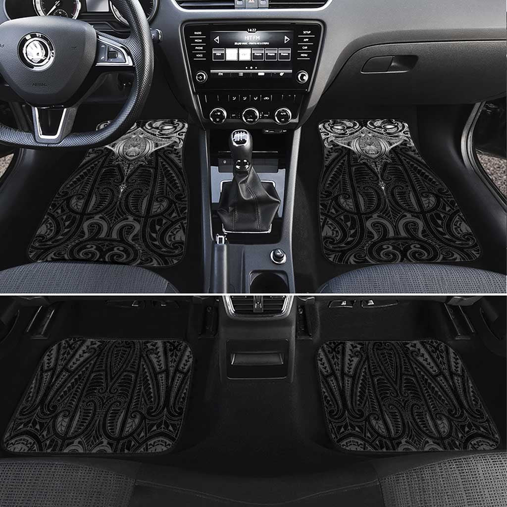 New Zealand Aotearoa Car Mats Maori Manta Ray Moko Black - Polynesian Pride
