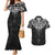 New Zealand Aotearoa Couples Matching Mermaid Dress and Hawaiian Shirt Maori Manta Ray Moko Black - Polynesian Pride