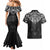 New Zealand Aotearoa Couples Matching Mermaid Dress and Hawaiian Shirt Maori Manta Ray Moko Black - Polynesian Pride