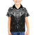 New Zealand Aotearoa Family Matching Off Shoulder Maxi Dress and Hawaiian Shirt Maori Manta Ray Moko Black - Polynesian Pride