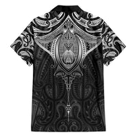 New Zealand Aotearoa Family Matching Puletasi and Hawaiian Shirt Maori Manta Ray Moko Black - Polynesian Pride