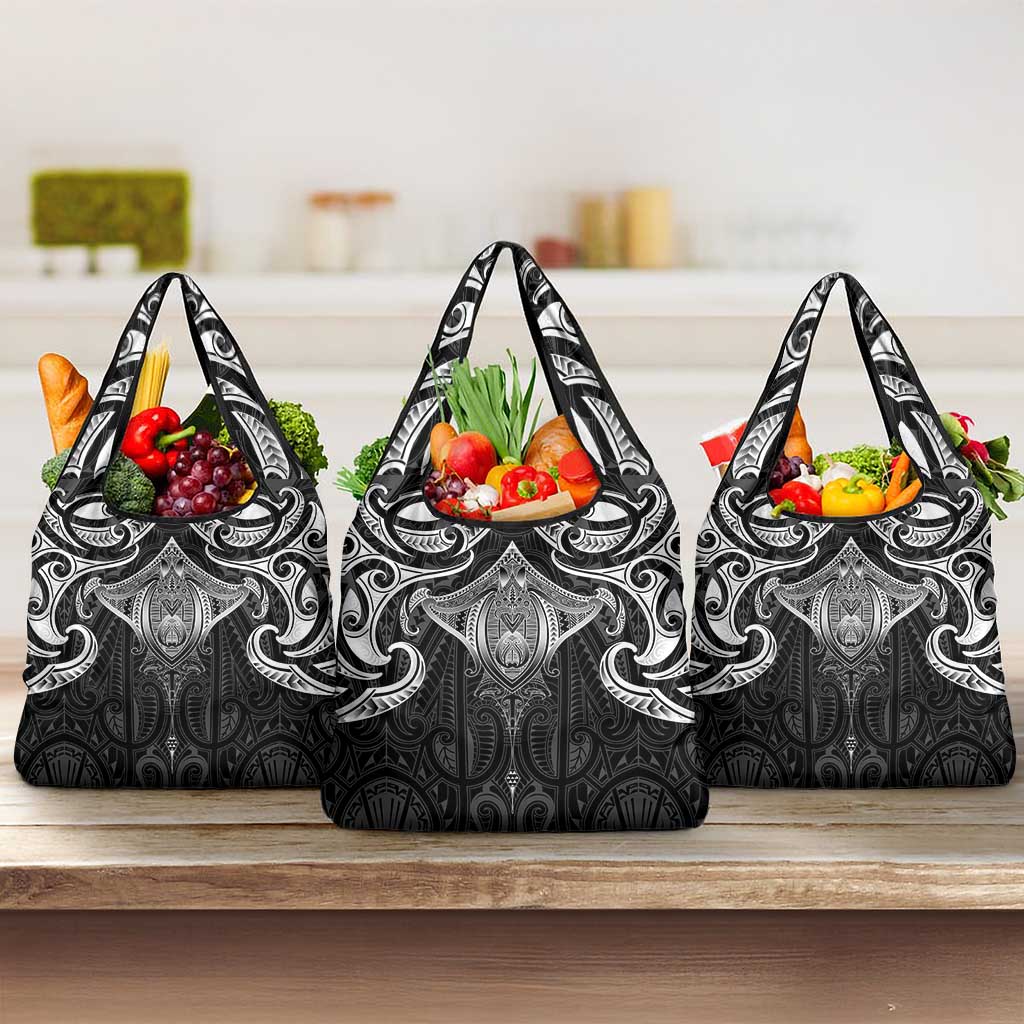 New Zealand Aotearoa Grocery Bag Maori Manta Ray Moko Black - Polynesian Pride