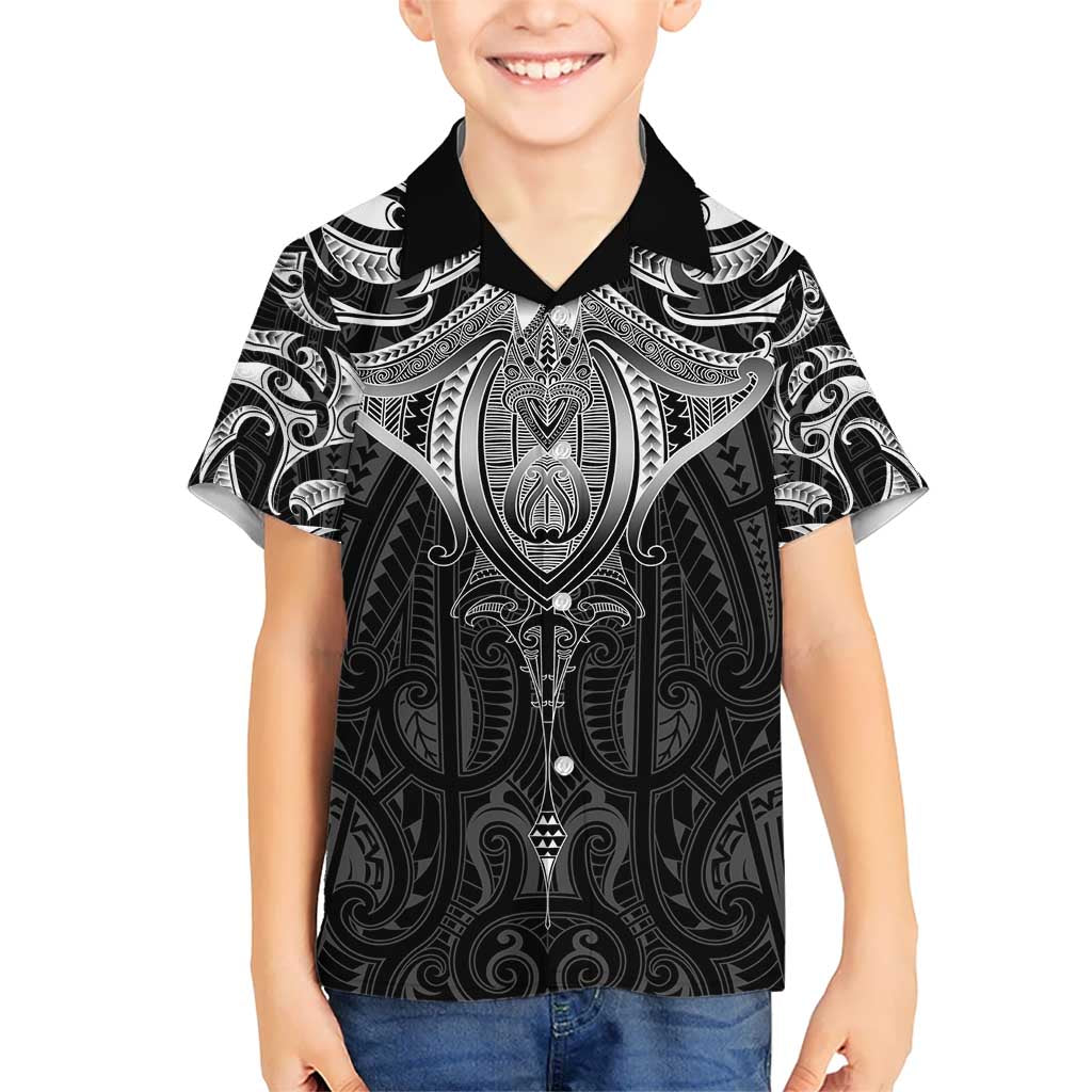 New Zealand Aotearoa Hawaiian Shirt Maori Manta Ray Moko Black - Polynesian Pride