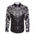 New Zealand Aotearoa Long Sleeve Button Shirt Maori Manta Ray Moko Black - Polynesian Pride