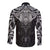 New Zealand Aotearoa Long Sleeve Button Shirt Maori Manta Ray Moko Black - Polynesian Pride