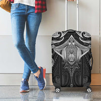 New Zealand Aotearoa Luggage Cover Maori Manta Ray Moko Black - Polynesian Pride