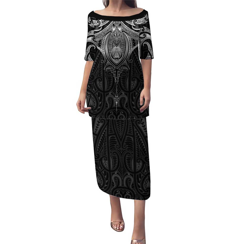 New Zealand Aotearoa Puletasi Maori Manta Ray Moko Black - Polynesian Pride