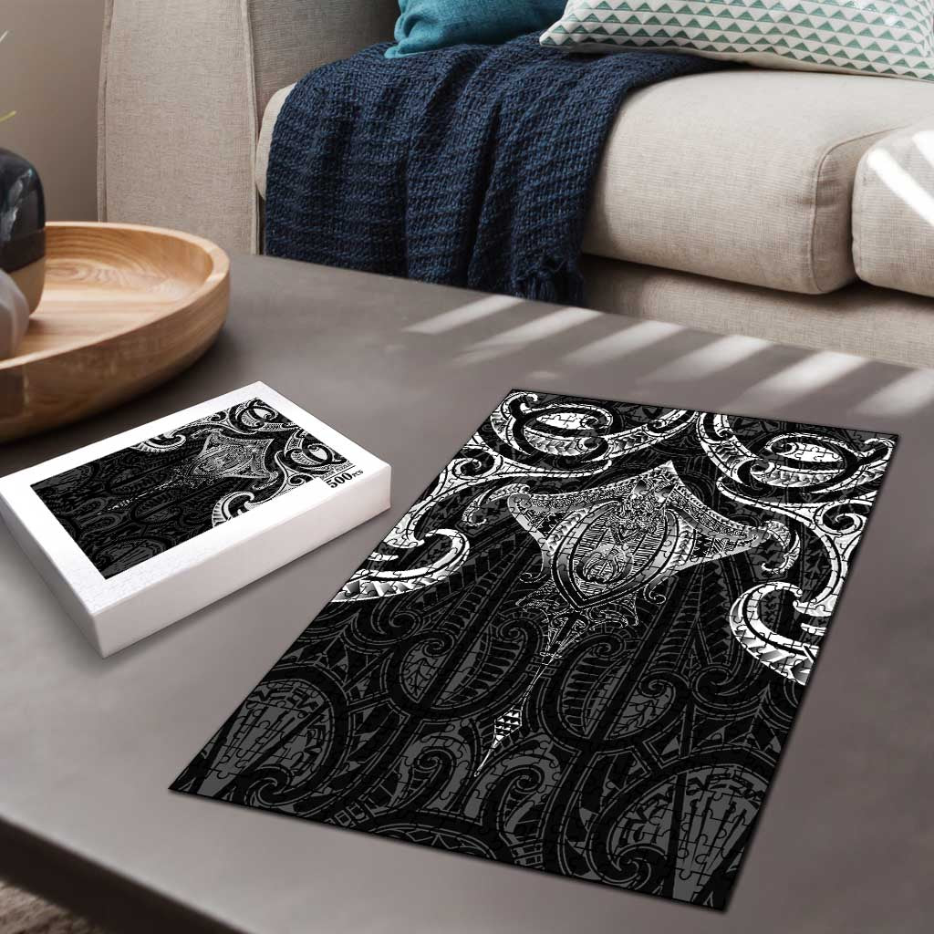 New Zealand Aotearoa Puzzle Maori Manta Ray Moko Black - Polynesian Pride