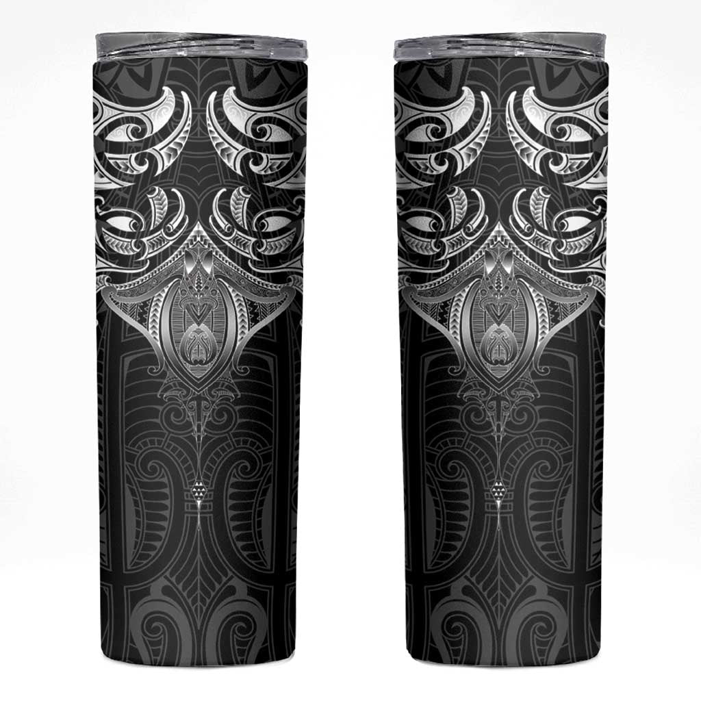New Zealand Aotearoa Skinny Tumbler Maori Manta Ray Moko Black LT05 Black - Polynesian Pride