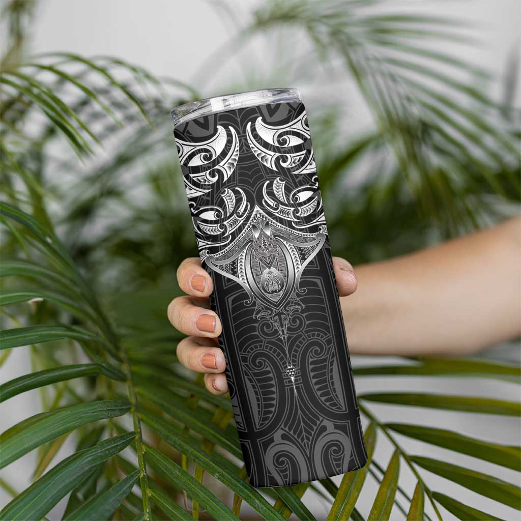 New Zealand Aotearoa Skinny Tumbler Maori Manta Ray Moko Black LT05 - Polynesian Pride
