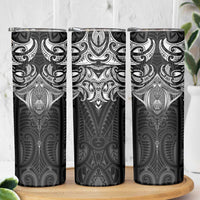 New Zealand Aotearoa Skinny Tumbler Maori Manta Ray Moko Black LT05 - Polynesian Pride
