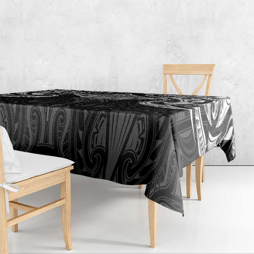 New Zealand Aotearoa Tablecloth Maori Manta Ray Moko Black - Polynesian Pride