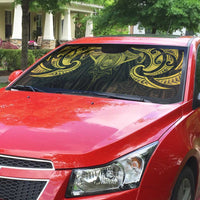 New Zealand Aotearoa Auto Sun Shade Maori Manta Ray Moko Gold - Polynesian Pride