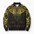 New Zealand Aotearoa Bomber Puffer Jacket Maori Manta Ray Moko Gold - Polynesian Pride