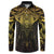 New Zealand Aotearoa Button Sweatshirt Maori Manta Ray Moko Gold - Polynesian Pride