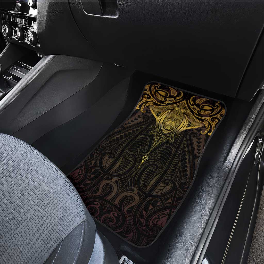 New Zealand Aotearoa Car Mats Maori Manta Ray Moko Gold - Polynesian Pride