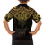 New Zealand Aotearoa Family Matching Off Shoulder Maxi Dress and Hawaiian Shirt Maori Manta Ray Moko Gold - Polynesian Pride