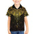 New Zealand Aotearoa Family Matching Off Shoulder Maxi Dress and Hawaiian Shirt Maori Manta Ray Moko Gold - Polynesian Pride