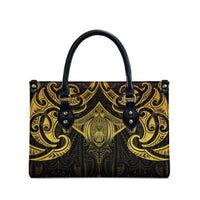 New Zealand Aotearoa Leather Bag Maori Manta Ray Moko Gold - Polynesian Pride