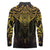 New Zealand Aotearoa Long Sleeve Polo Shirt Maori Manta Ray Moko Gold - Polynesian Pride