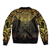 New Zealand Aotearoa Sleeve Zip Bomber Jacket Maori Manta Ray Moko Gold LT05 - Polynesian Pride