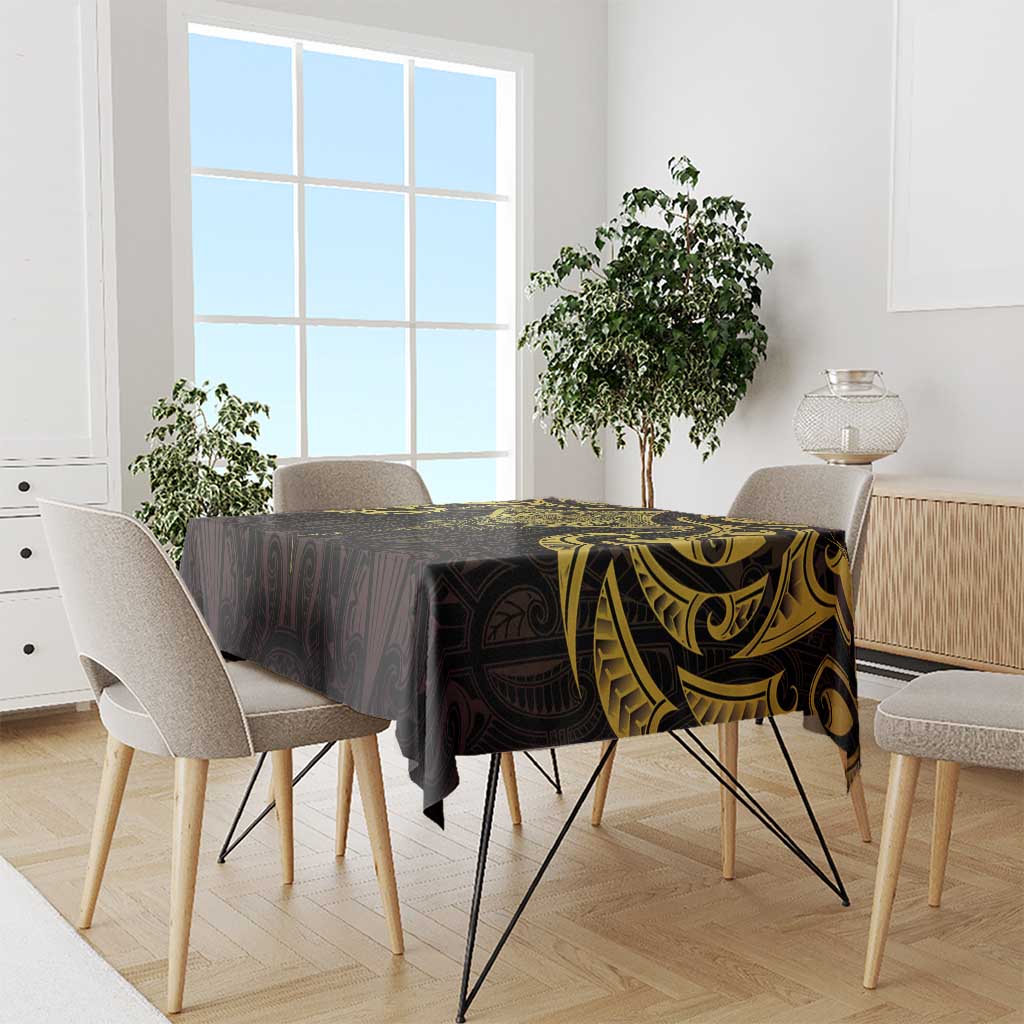 New Zealand Aotearoa Tablecloth Maori Manta Ray Moko Gold - Polynesian Pride