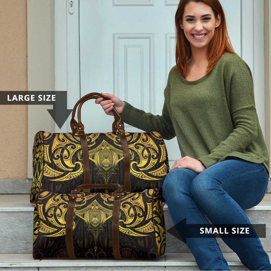 New Zealand Aotearoa Travel Bag Maori Manta Ray Moko Gold - Polynesian Pride