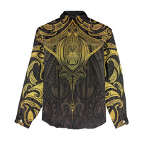 New Zealand Aotearoa Women Casual Shirt Maori Manta Ray Moko Gold LT05 - Polynesian Pride