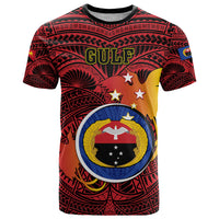 Personalized Papua New Guinea Gulf Province T Shirt Mix Coat Of Arms Polynesian Pattern LT05 Red - Polynesian Pride