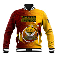 Personalized Papua New Guinea Western Province Baseball Jacket Mix Coat Of Arms Polynesian Pattern LT05 Unisex Red - Polynesian Pride