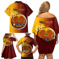 Personalized Papua New Guinea Western Province Family Matching Off Shoulder Short Dress and Hawaiian Shirt Mix Coat Of Arms Polynesian Pattern LT05 - Polynesian Pride