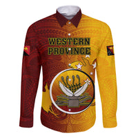 Personalized Papua New Guinea Western Province Family Matching Tank Maxi Dress and Hawaiian Shirt Mix Coat Of Arms Polynesian Pattern LT05 Dad's Shirt - Long Sleeve Red - Polynesian Pride