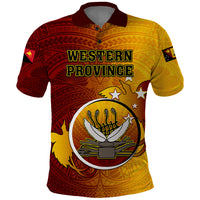 Personalized Papua New Guinea Western Province Polo Shirt Mix Coat Of Arms Polynesian Pattern LT05 Red - Polynesian Pride